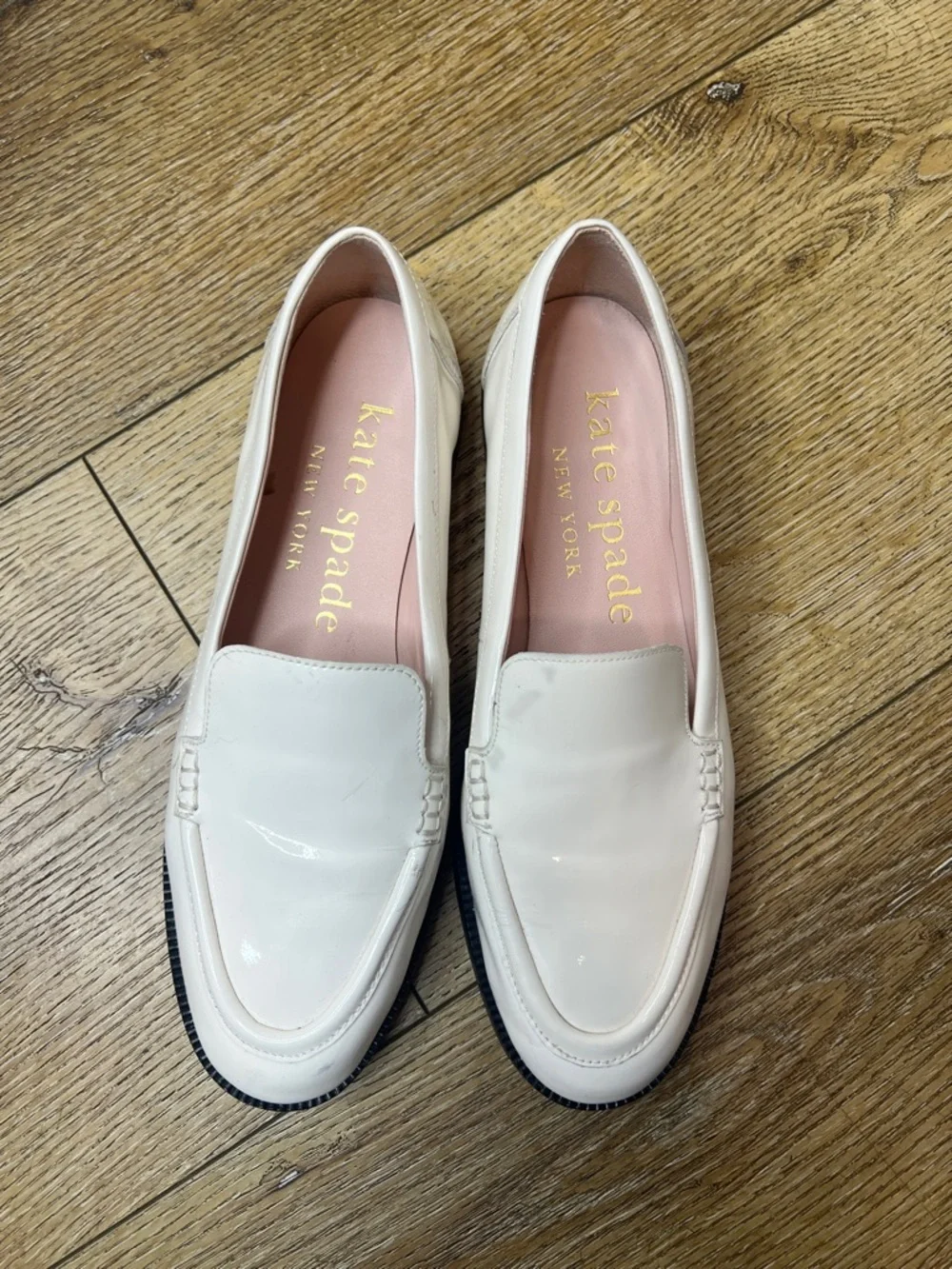 Kate Spade Lori White Patent Leather Loafers size 8B